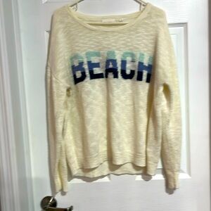 MIA & TESS White BEACH Blue Women's Sweater Semi Sheer Summer lightweight 🏖️